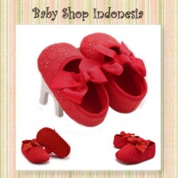 Sepatu Bayi Merah Pita  large